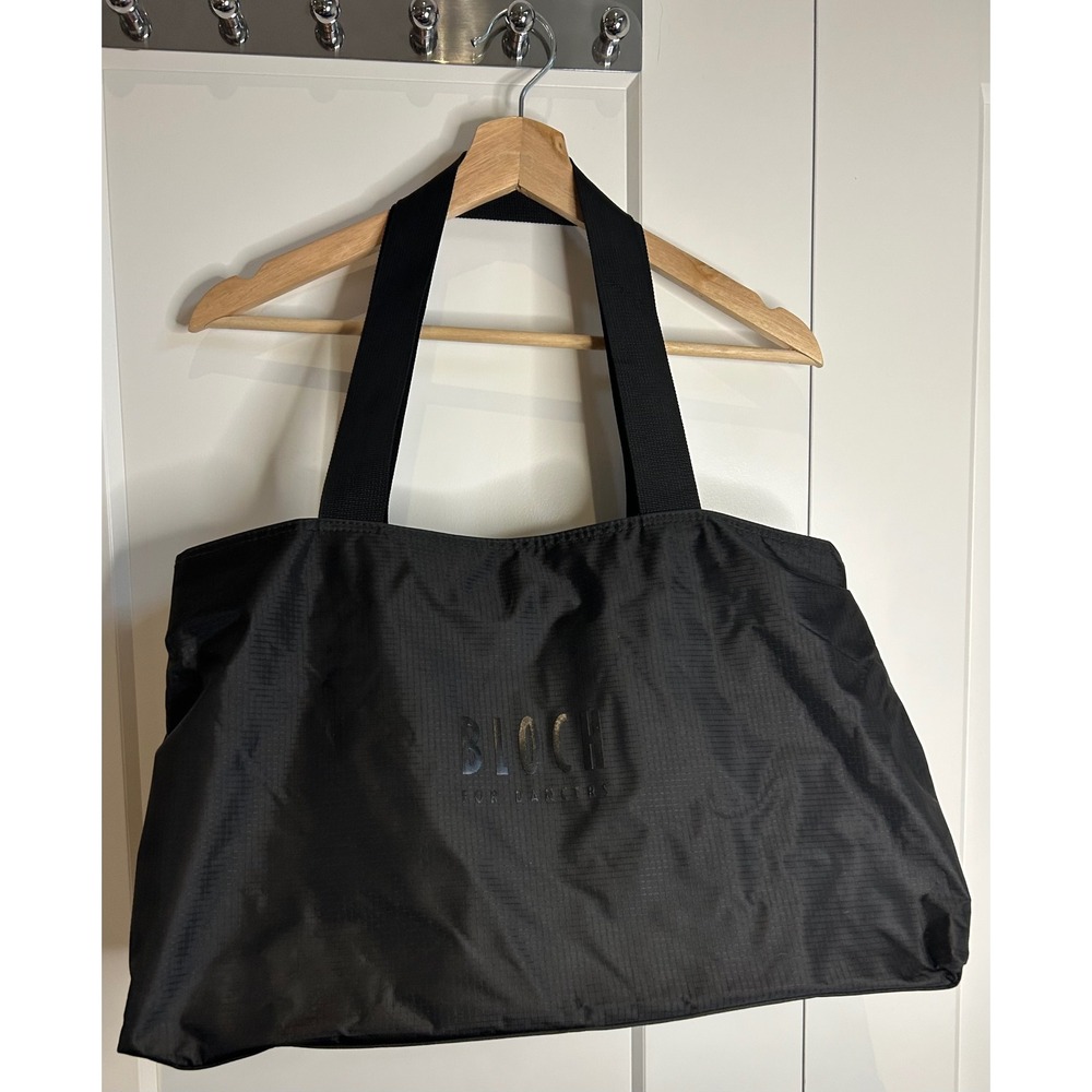 Bloch For Dancers Black Ripstop Tote Bag Pink Ballerina Print Multi-Pocket Bag